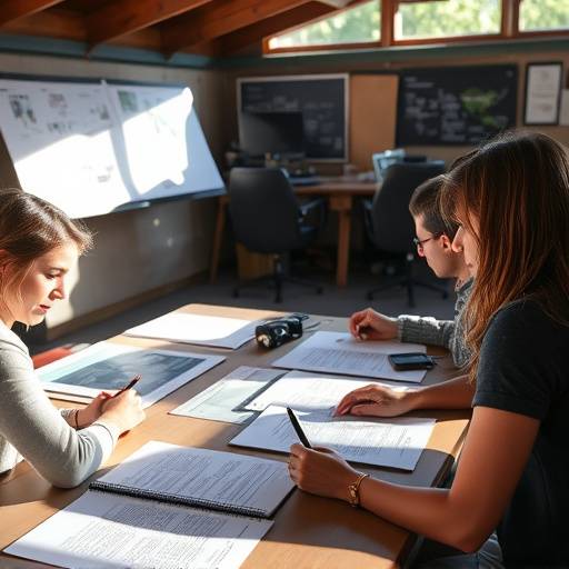 Behind-the-scenes shot of a pre-production meeting, showing storyboards and script drafts.