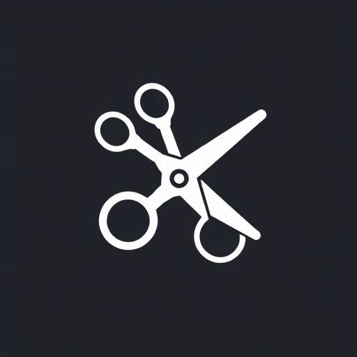 Icon depicting editing scissors and film strip, representing video editing services.