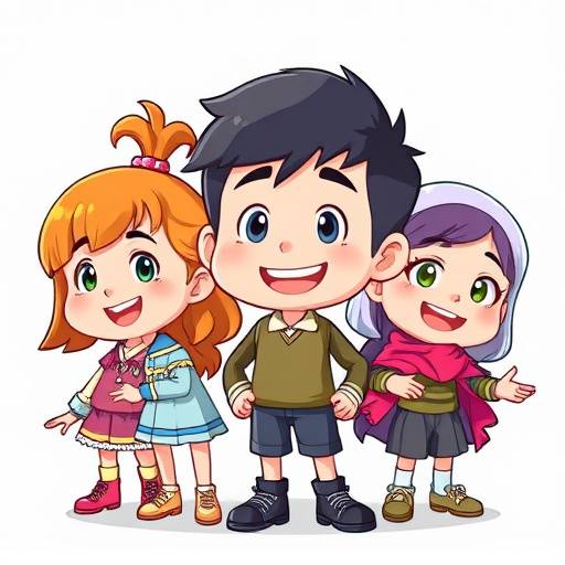 Icon showing animated characters, symbolizing animation services.