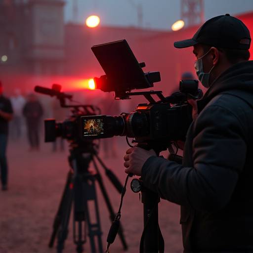 Image of Visionary Studios' film crew using RED cameras on location during a shoot.